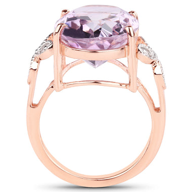 18K Rose Gold Plated 10.50 Carat Genuine Pink Amethyst and White Topaz .925 Sterling Silver Ring - 0