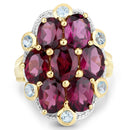 11.22 Carat Genuine Rhodolite and Blue Topaz .925 Sterling Silver Ring-3