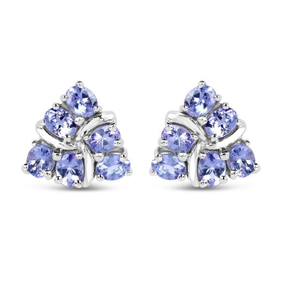 2.04 Carat Genuine Tanzanite .925 Sterling Silver Earrings