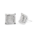 10K White Gold 1 1/4 Cttw Princess Diamond Composite Double Square and Halo Stud Earrings (I-J Color, I1-I2 Clarity)-2