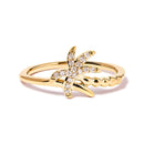 10K Yellow Gold 1/10 Cttw Diamond  Palm Tree Statement Ring (H-I Color, I1-I2 Clarity) - Ring Size 7-6