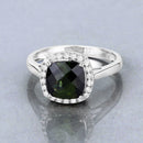 2.64 Carat Genuine Green Tourmaline and White Diamond 14K White Gold Ring-3