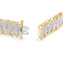10k Yellow Gold 5.00 Cttw Diamond Oval Banded Link Bracelet (I-J Color, I1-I2 Clarity) - 7" Inches-2