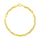 14k Yellow Gold 7 1/2 inch Paperclip Chain Bracelet with Three Diamond Links-2