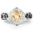 1.06 Carat Genuine Citrine, Champagne Diamond & White Diamond .925 Sterling Silver Ring-3