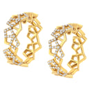 14K Yellow Gold 3/4 Cttw Diamond Honeycomb Hoop Earrings (G-H Color, SI1-SI2 Clarity) - 24MM-4