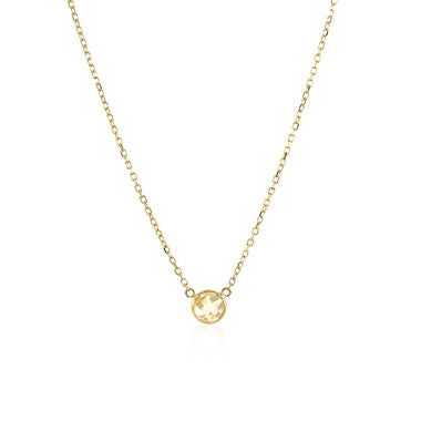 14k Yellow Gold 17 inch Necklace with Round White Topaz - 0
