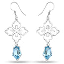 12.14 Carat Genuine Swiss Blue Topaz .925 Sterling Silver Earrings-1