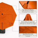 11 ft Cantilever Umbrella Replacement Canopy Supported Bar 8 Ribs Tuscan Orange-3