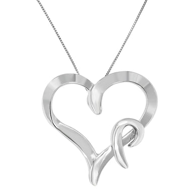 .925 Sterling Silver Heart Shaped Pendant Necklace - 0