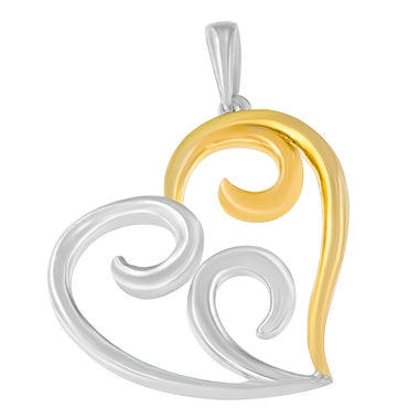 10K Yellow Gold Over .925 Sterling Silver Open Heart with Swirls 18" Box Chain Pendant Necklace - 0