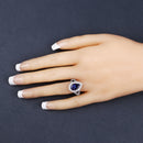 2.60 Carat Genuine Tanzanite and White Diamond 14K White Gold Ring-3