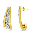 10K Yellow Gold Plated .925 Sterling Silver 0.50 Cttw Round Diamond Graduated Huggie Earrings (I-J Color, I2-I3 Clarity)-3