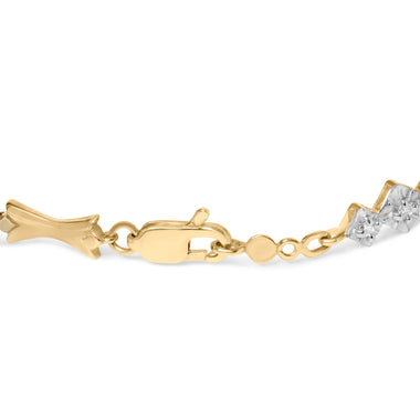 10k Gold 1/3 Cttw Diamond Miracle Set Alternating Bar and Link Bracelet (I-J Color, I1-I2 Clarity) - 7.75" Inches - 0
