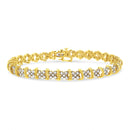 10K Yellow Gold Plated .925 Sterling Silver 2.0 Cttw Round Diamond Cluster "X" Shaped Link Bracelet (H-I Color, I3 Clarity) - 7"-1