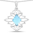 5.15 Carat Genuine Swiss Blue Topaz .925 Sterling Silver Pendant-1