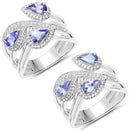 1.52 Carat Genuine Tanzanite and White Zircon .925 Sterling Silver Ring-1