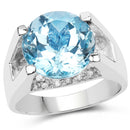 7.21 Carat Genuine Blue Topaz and White Cubic Zirconia .925 Sterling Silver Ring-1