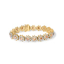 14K Yellow Gold 8.00 Cttw Champagne Diamond Floral Cluster Halo Link Bracelet (H-I Color, I1-I2 Clarity)-1