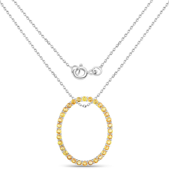 3.84 Carat Genuine Yellow Sapphire .925 Sterling Silver Pendant