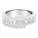 14K White Gold 2.0 Cttw Channel-Set Princess and Baguette-Cut Diamond Bypass Ring Band (G-H Color, SI1-SI2 Clarity) - Ring Size 6.5-1