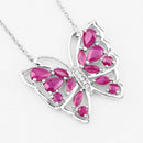 2.88 Carat Genuine Ruby and White Zircon .925 Sterling Silver Necklace-4