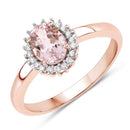 0.81 Carat Genuine Morganite and White Diamond 14K Rose Gold Ring-1