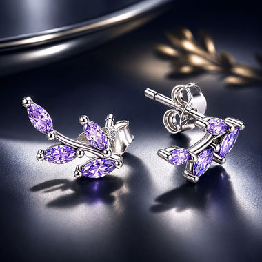 925 Sterling Silver Earrings with CZ and Oxidized Finish - 1.3*0.6cm - 0