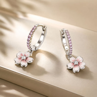 925 Sterling Silver Earrings with CZ and Enamel, 2.2x0.8m, for Women - 0