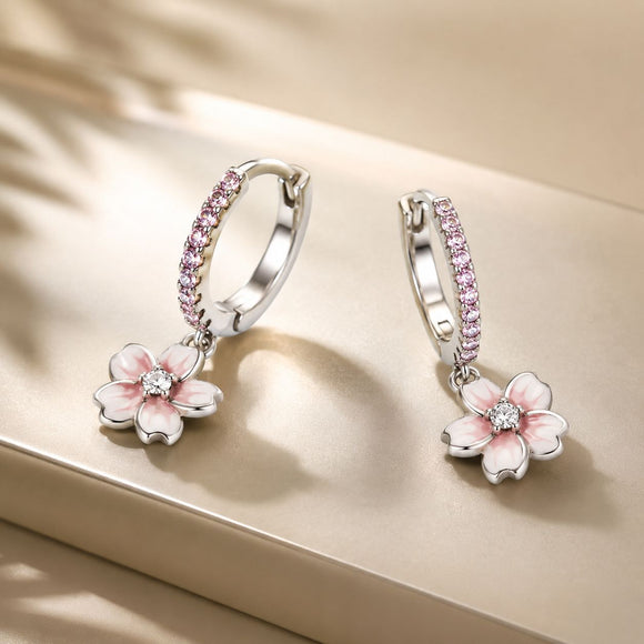 925 Sterling Silver Earrings with CZ and Enamel, 2.2x0.8m, for Women