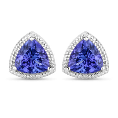 4.24 Carat Genuine Tanzanite 14K White Gold Earrings