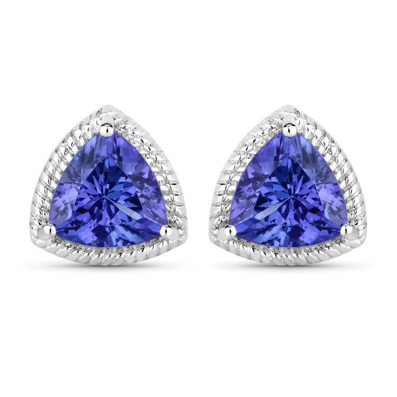 4.24 Carat Genuine Tanzanite 14K White Gold Earrings