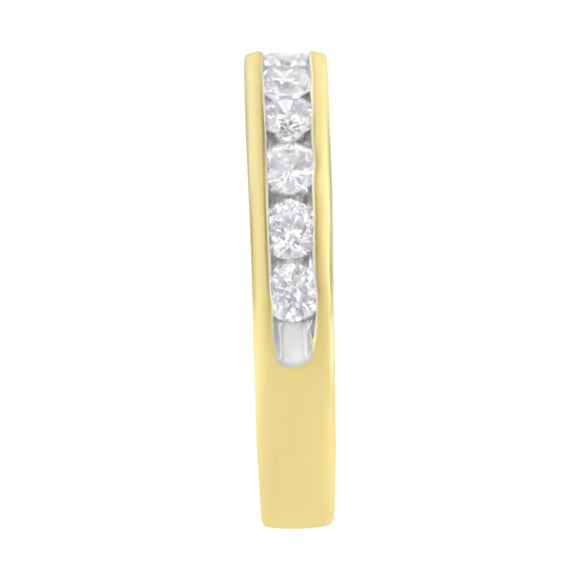 IGI Certified 18K Yellow Gold 1.0 Cttw Channel Set Round-Cut Diamond 11 Stone Anniversary/Wedding Band Ring (I-J Color, I1-I2 Clarity) - Size 9.5