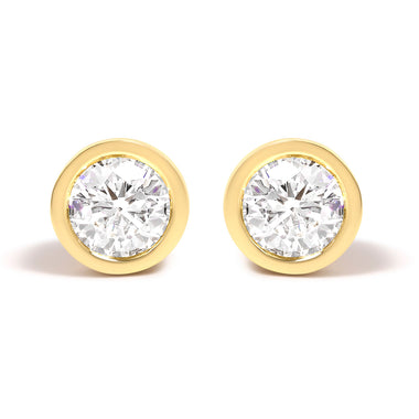 14K White Gold 1.0 Cttw Lab Grown Diamond Screw-Back Classic Bezel Solitaire Stud Earrings (G-H Color, VS2-SI1 Clarity)