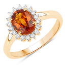 1.87 Carat Genuine Spessartite Garnet and White Diamond 14K Yellow Gold Ring-1