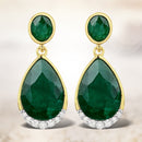 6.10 Carat Dyed Emerald and White Diamond .925 Sterling Silver Earrings-1
