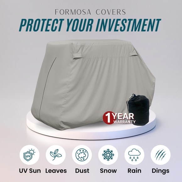 2+2 Passenger Golf Cart Storage Cover (4 Passenger Short Roof 58") Grey