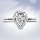 10K White Gold 3/8 Cttw Round-Cut Lab Grown Diamond Cluster Pear Promise Ring (G-H Color, VS2-SI1 Clarity) - Size 7-1