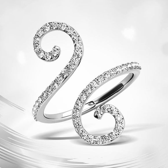 14k White Gold Diamond Open Flourish Style Ring (1/2 cttw)