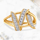 14K Yellow Gold Plated .925 Sterling Silver 1/4 Cttw Diamond Interlocking Bypass Ring (I-J Color, I1-I2 Clarity) - Size 7-1