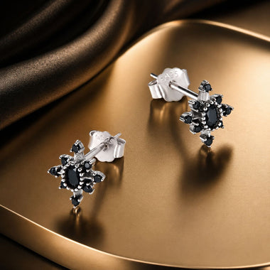 925 Sterling Silver Earrings with Pavé Setting CZ, Size 0.8*0.7cm for Women - 0