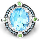 5.84 Carat Genuine Multi Stones .925 Sterling Silver Ring-3
