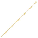 14k Yellow Gold Anklet with Fancy Diamond Shape Filigree Stations-1