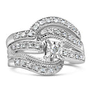 .925 Sterling Silver 1/3 Cttw Round Diamond Crisscross Engagement Ring Bridal Set (H-I Color, I1-I2 Clarity ) - Size 7-2