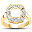 0.48 Carat Genuine White Diamond 14K Yellow Gold Semi Mount Ring - holds 8x8mm Cushion Gemstone-2