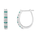 10k White Gold Round and Blue Baguette 1/2 cttw Diamond Hoop Earrings (I-J Color, I2-I3 Clarity)-2