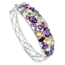 21.17 Carat Genuine Multi Stones .925 Sterling Silver Bangle-1