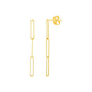 14k Yellow Gold Paperclip Chain Dangle Earrings-1