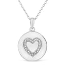 .925 Sterling Silver Prong-Set Diamond Accent Heart Emblemed 18" Pendant Necklace (I-J Color, I1-I2 Clarity)-1