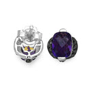 3.14 Carat Genuine Amethyst & Black Diamond .925 Sterling Silver Earrings-2